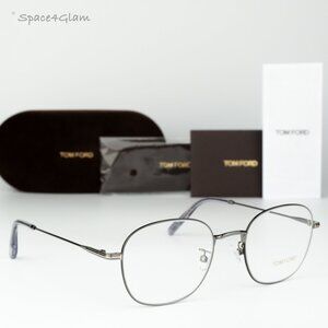 BRAND NEW Tom Ford Women Eyeglasses Gunmetal Blue Block Round FT5790-K/O 008